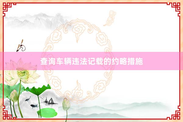 查询车辆违法记载的约略措施